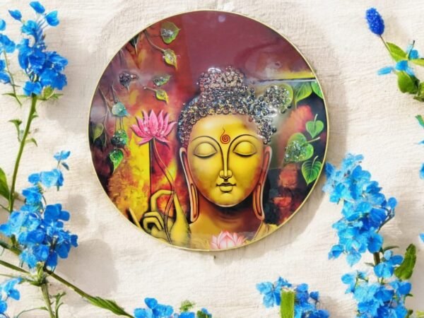 Buddha Wall art with gold ring framed acrylic painting